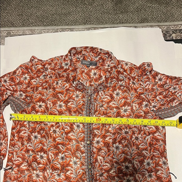 Donna Ricco Women's Printed Maxi Shirtdress DR52378 Rust Multi Orange size 12 - Picture 8 of 9